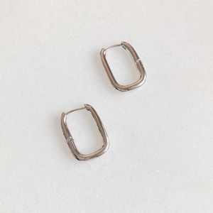 S925 geometric big oval hoop earrings